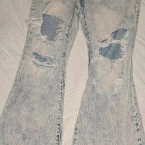 Miss Me Light Blue Distressed Flare Jeans